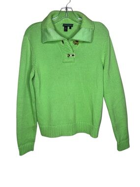 Ralph Lauren Lime Green Toggle Collared Pullover Sweater